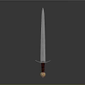 Decorative Medieval Sword With Ornate Blade Red Gold Hilt And Metallic Finish