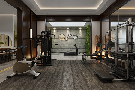 New Chinese style recreation room basement fitness area tea room 3d model