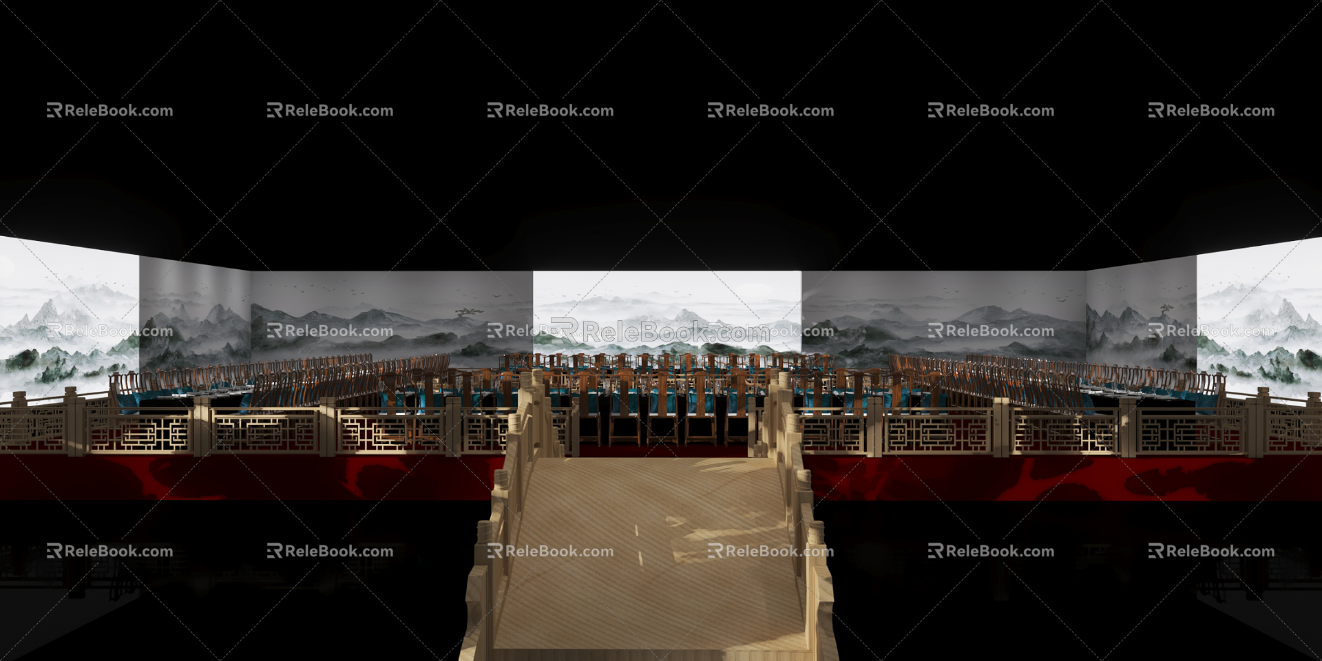 New Chinese Banquet Hall High-end Dinner 3d model