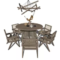 Nordic Dining Table and Chair Combination Dining Table and Chair Round Dining Table and Chair 3d model