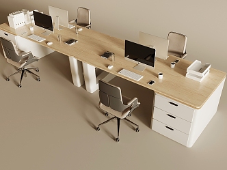 Modern Office Desk and Chair Combination Apple Desktop Computer File Box File Box Drawer Desk Lifting Swivel Chair 3d model