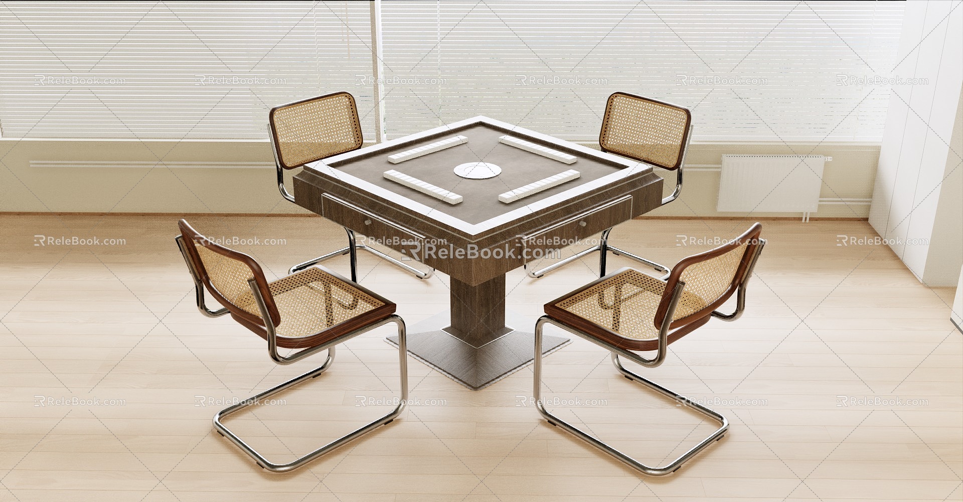 Modern Mahjong Table and Chair Mahjong Table and Chair Combination 3d model