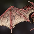 Red Scaled Flying Dragon With Large Wings And Spiked Tail In Flight