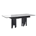 Modern Rectangular Dining Table With Glass Top And Black Sleek Legs Design 3d model