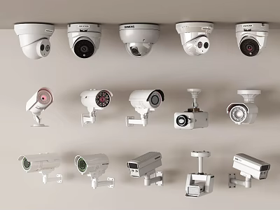 Different Types Of Projection Monitoring Surveillance Cameras For Indoor And Outdoor Security 3d model