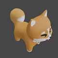 3D Shiba Inu Toy Cartoon Style Orange White Fur Winking Tongue Out Blue Background