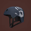 Stylish Dark Blue Helmet With White Handprint Design 3d model
