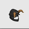 Black Helmet With Ram Horns And White X Symbol For Fantasy Character Creature