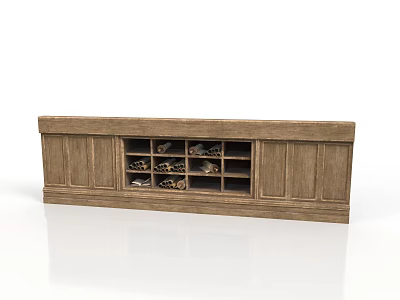 Wooden Shoe Cabinet With Open Shelves For Shoes Storage And Display Organization 3d model