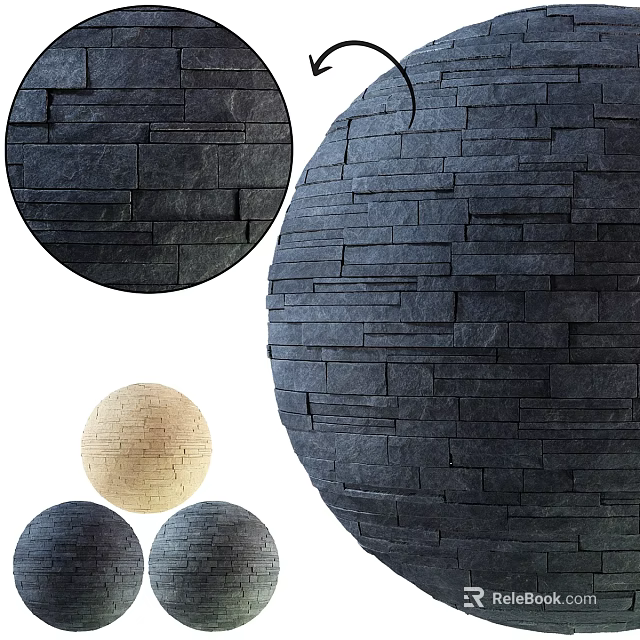 Stone Construction Components With Circular Shape Slate Texture And Various Sizes 3d model