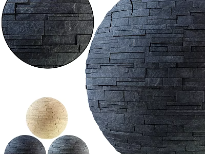 Stone Construction Components With Circular Shape Slate Texture And Various Sizes 3d model