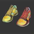Black Yellow Turquoise Basketball Shoes With Breathable Mesh And Cushioned Sole