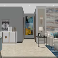 Elegant Modern Living and Dining Room Interior With Chandelier Dining Table and Decorative Paintings