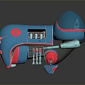 Blue Sci Fi Mechanical Character With Rounded Design And Red Accents 3d model