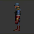 3D Superhero Game Movie Character Wearing Blue Uniform Red Gloves And Star Symbol