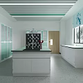 School Modern Laboratory Interior With Functional Lab Tables Cabinets Fume Hoods And Windows