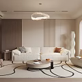 Cream wind living room sofa coffee table combination chandelier floor lamp single sofa 3d model