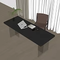Modern Desk and Chair Combination Ornaments Books Computer Green Plant Notes 3d model