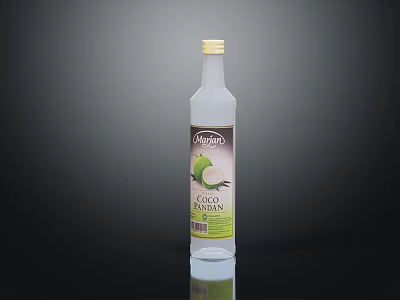 Elegant Wine Bottle and Glasses with Coco Fizz Label on Black Background 3d model