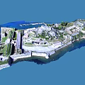 Historic Island Fortress With Rocky Terrain Greenery And Surrounding Blue Water