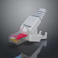 White Ethernet RJ45 Connector Plug With Transparent Red Wire Section 3d model