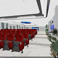 School Modern Auditorium With Red Seats Large Screens Modern Lighting And Marble Floor