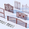 Wrought Iron Gate Courtyard Gate Entrance Gate Community Gate 3d model