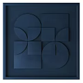 Blue Geometric Photo Frame With Circular And Square Patterns On Textured Surface 3d model