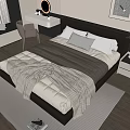 Double bedside table carpet pillow ornaments 3d model