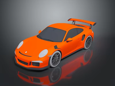 Orange Sports Car With Rear Spoiler Vibrant Color And Sleek Design 3d model