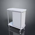 White Service Cart With Platform Top Storage Cabinet And Wheels 3d model