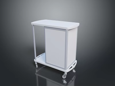 White Service Cart With Platform Top Storage Cabinet And Wheels 3d model