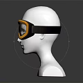 Yellow Goggles With Tinted Lenses On White Mannequin Head Dark Reflective Surface