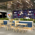 Ting Beichuan Restaurant Modern Interior Design With Seating Area Green Plants And Menu Displays