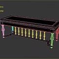 Vintage Wooden Table Featuring Carved Legs Detailed Railings And Classic Design