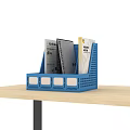 Blue Plastic File Organizer With Documents And Magazines On Wooden Desk