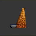 Orange Cone Shaped Food On Blue Tray With Yellow And Red Sauce Bowls