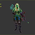 Blue Skinned White Haired Archer Game And Movie Character With Bow Arrows And Ornate Outfit