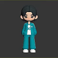 Cute 3D Cartoon Character In Teal Tracksuit With White T-shirt ART Lettering And Number 06