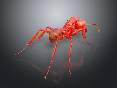 Red Ant 3D Render With Detailed Body Structure On Dark Background 3d model