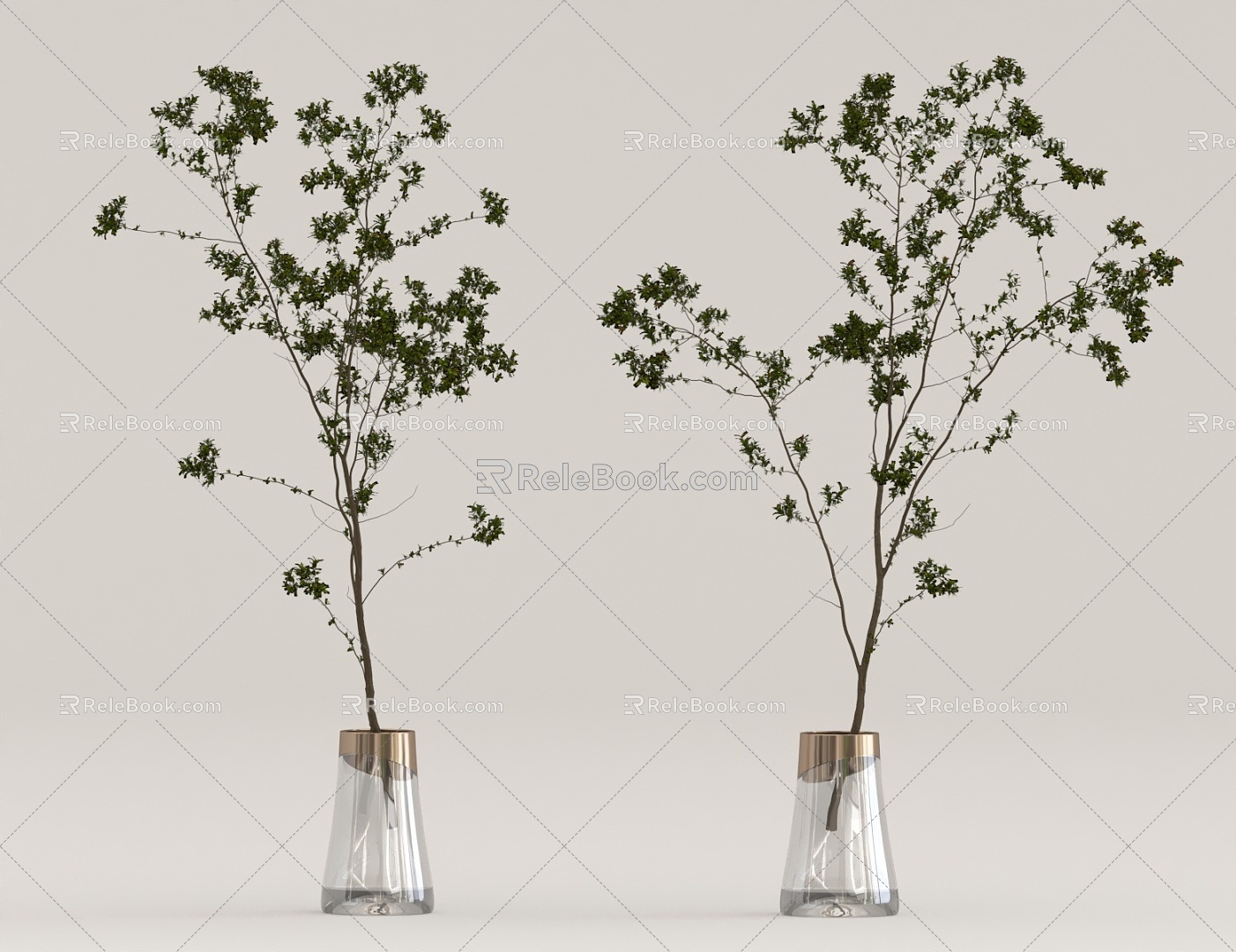 Green Plant Potted Vase 3d model