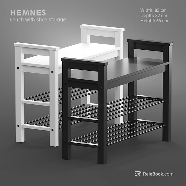 White and Black Modern Dressers With Multiple Storage Shelves for Home Use 3d model 