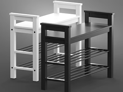 White and Black Modern Dressers With Multiple Storage Shelves for Home Use 3d model