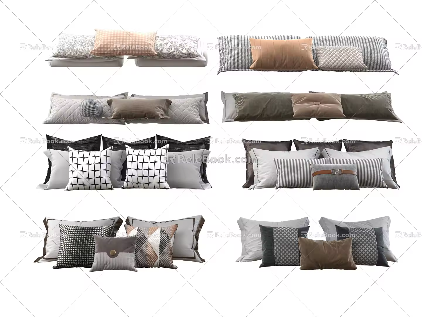 Modern pillow combination 3d model