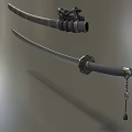 Traditional Samurai Sword With Ornate Handle And Black Scabbard Design