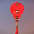 Traditional Red Decorative Lantern With Peace Characters And Tassel Design