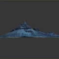 Blue 3D Landscape Model Featuring Snow Covered Mountains And Glaciers With Textured Terrain