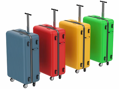 Vibrant Hard shell Luggage Set With Telescopic Handles Wheels And Assorted Colors Blue Red Yellow Green 3d model