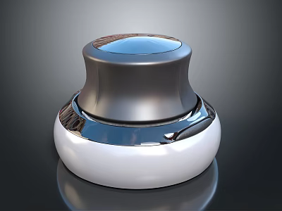 Sleek Metallic Device With Silver Top White Base And Smooth Reflective Surface Design 3d model