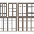 Various Design Wooden Sliding Doors with Glass Panel Patterns for Home Interior 3d model